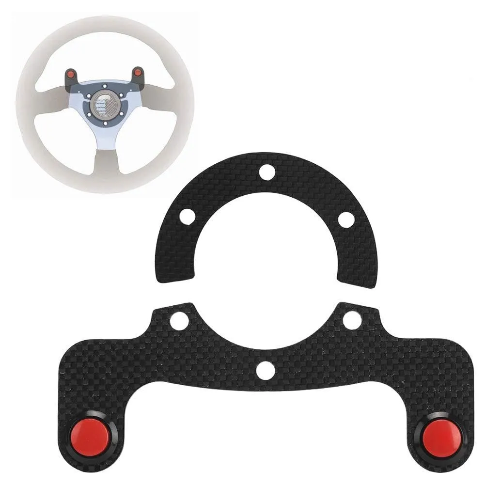 Steering Wheel Horn Button, Carbon Fiber External Horn Button Kits for MOMO/OMP/Nardi/Sparco 6 Bolts Steering Wheel(Dual Button)
