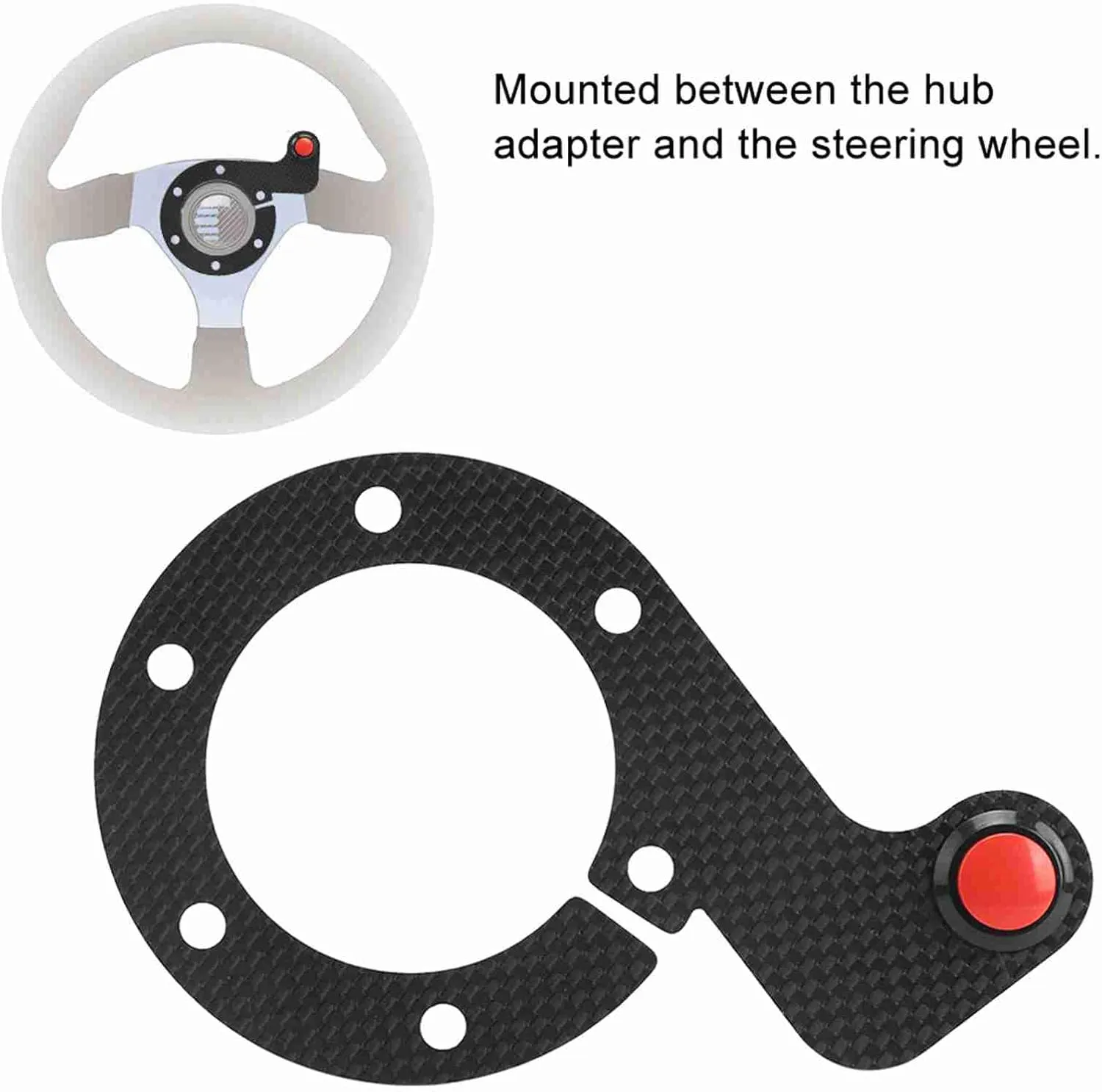 Steering Wheel Horn Button,Acrylic and Carbon Fiber External Horn Button Kits Easy to Install fit for OMP Nardi (one)