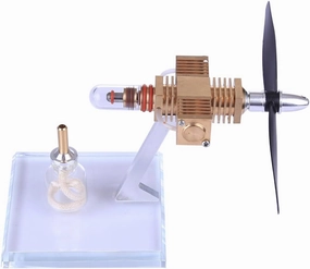 Stirling Engine Model Kits, Propeller Aircraft Head Shape Stirling Pocket Engine Model, Physical Experiment Educational Toy for Adults