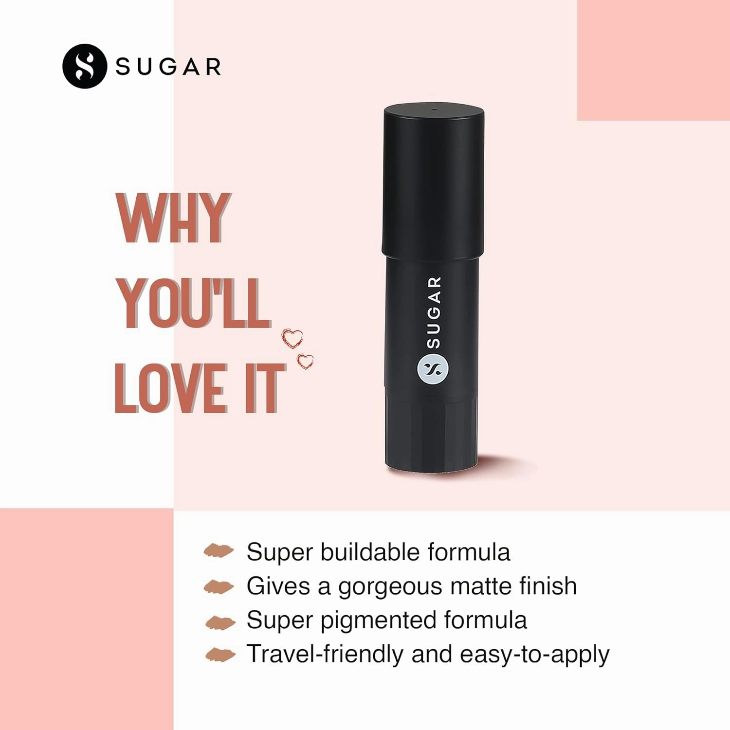Sugar Cosmetics Face Forward Blush Stick02 Pink Prime (Rose Pink) Longlasting formula, Lightweight