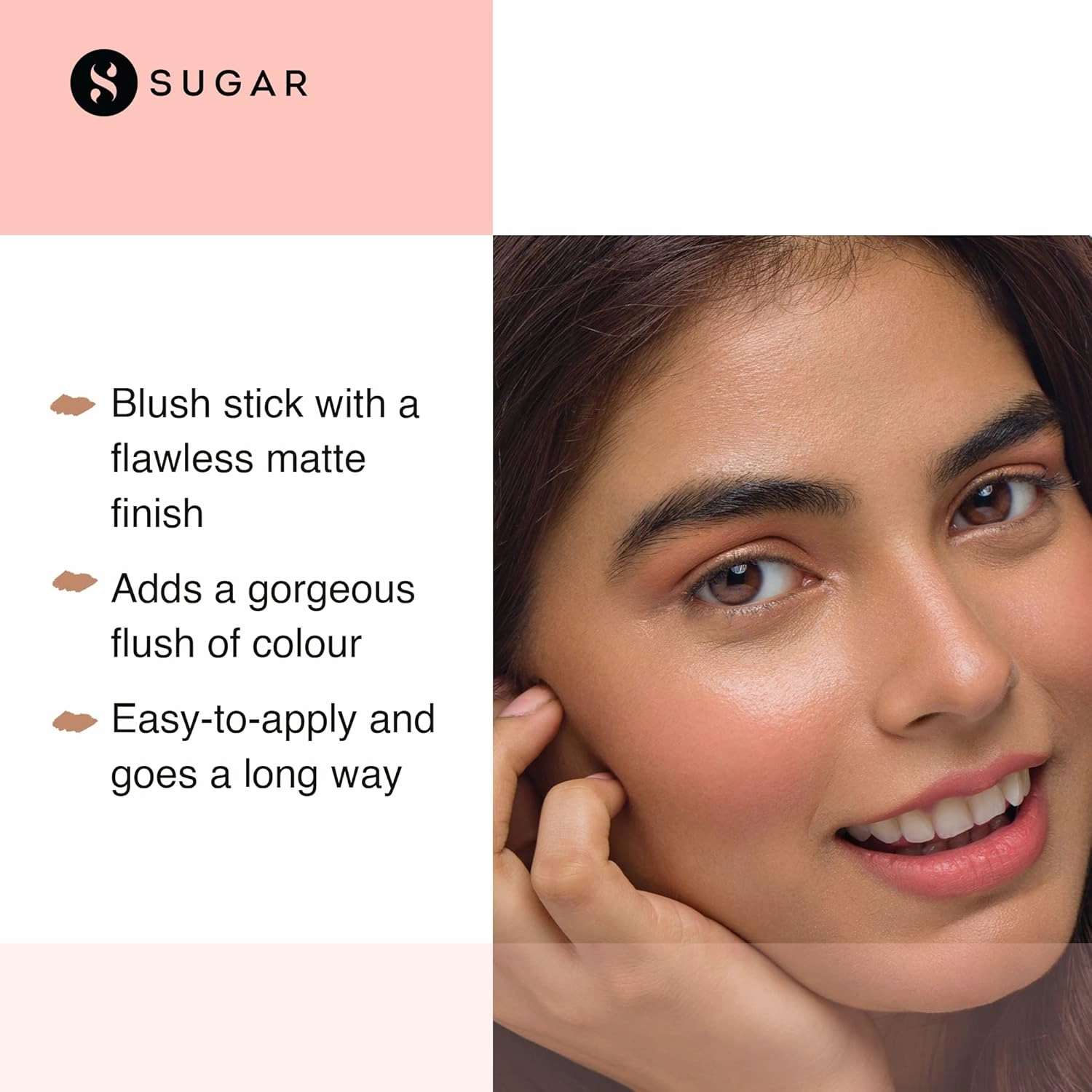 Sugar Cosmetics Face Forward Blush Stick02 Pink Prime (Rose Pink) Longlasting formula, Lightweight
