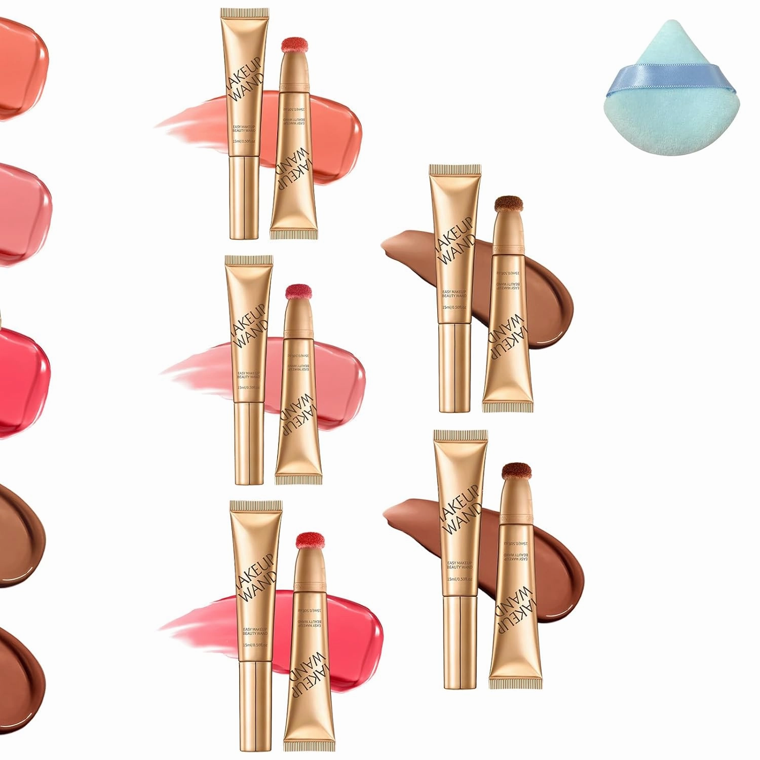 Summaryas Contour Wand & Blush Wand Duo - Blush, Liquid Blushs Wand for Women, Cream Contour Stick Makeup with Applicator, Women Beauty Wand (5pcs)