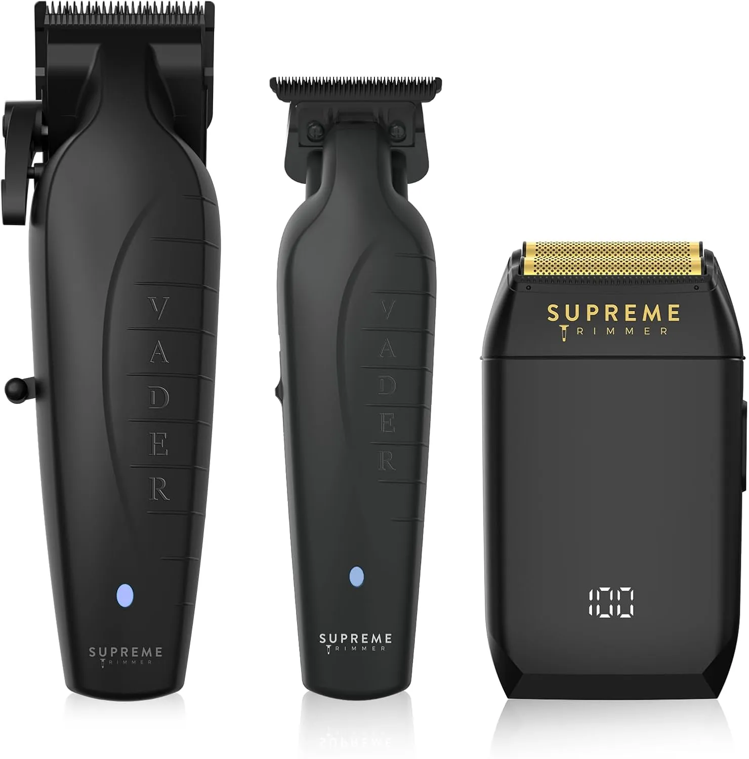 Supreme Trimmer Vader Clipper, Vader Trimmer & Crunch Foil Shaver | Professional Beard Trimmer, Men's Clippers | 3 in 1 Set, Black