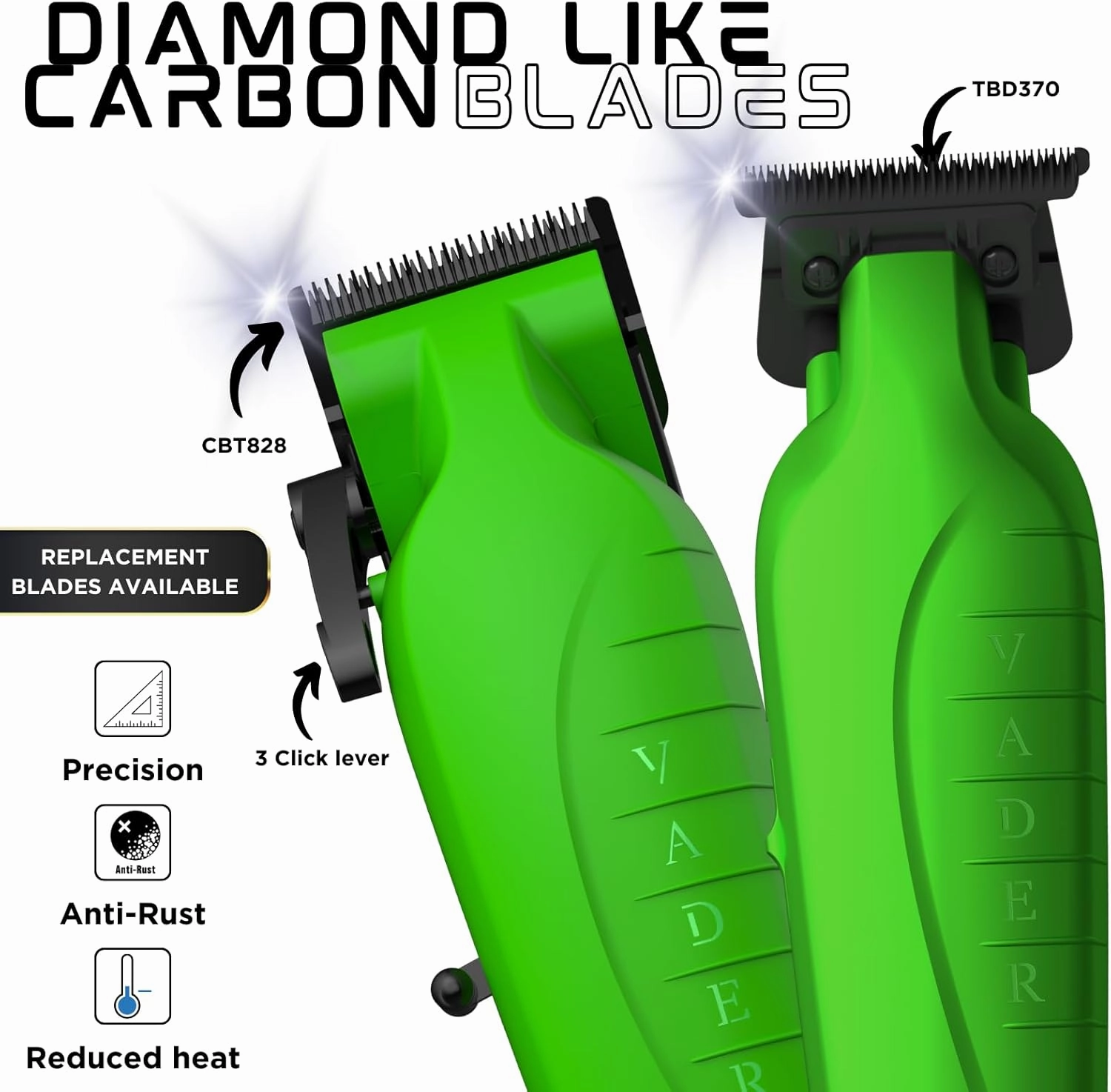 Supreme Trimmer 2-in-1 Vader Clipper & Trimmer Kit | Cordless Beard Trimmer & Mens Clippers Set for Barbers or Home | with DLC Coated Blades | Acid