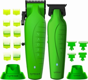 Supreme Trimmer 2-in-1 Vader Clipper & Trimmer Kit | Cordless Beard Trimmer & Mens Clippers Set for Barbers or Home | with DLC Coated Blades | Acid