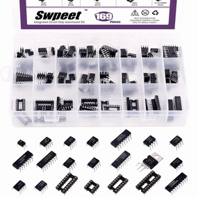 Swpeet 169Pcs 21 Types Integrated Circuit Chip Assortment Kit, Including Opamp, Oscillator, Pwm, LM324, LM358, LM386, LM393, NE5532, NE555, PC817, ULN2003, ULN2803, ICL7660S, JRC4558, LM339, TDA2030AN