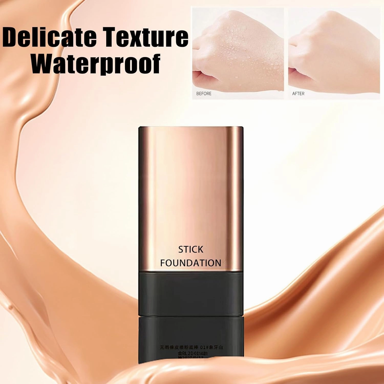 Synthetic Foundation Stick, Anti Wrinkle Foundation Stick, 2 in 1- Luxury Anti-Wrinkle Foudation Stick, Instant Concealing Foundation Stick with Built-in Brush-Natural Colour*2pcs