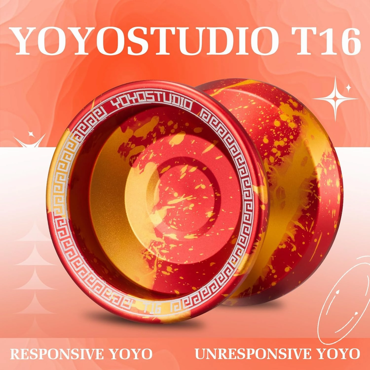 T16 Dual Purpose Yoyo Professional Responsive Yoyo for Kids 8-12 Beginner Metal Yo yo for Adults with Unresponsive Yoyos Bearing Kits, 10 Yo-Yo String, Case & Glove (Red and Gold)