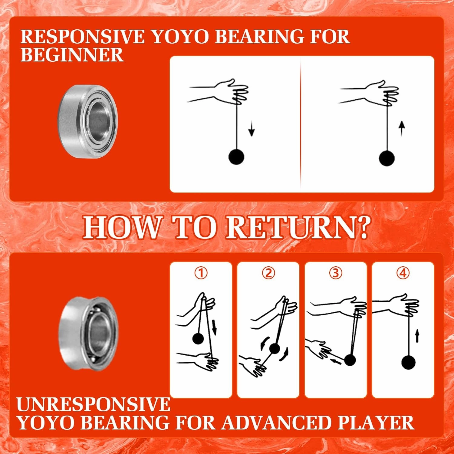 T16 Dual Purpose Yoyo Professional Responsive Yoyo for Kids 8-12 Beginner Metal Yo yo for Adults with Unresponsive Yoyos Bearing Kits, 10 Yo-Yo String, Case & Glove (Red and Gold)