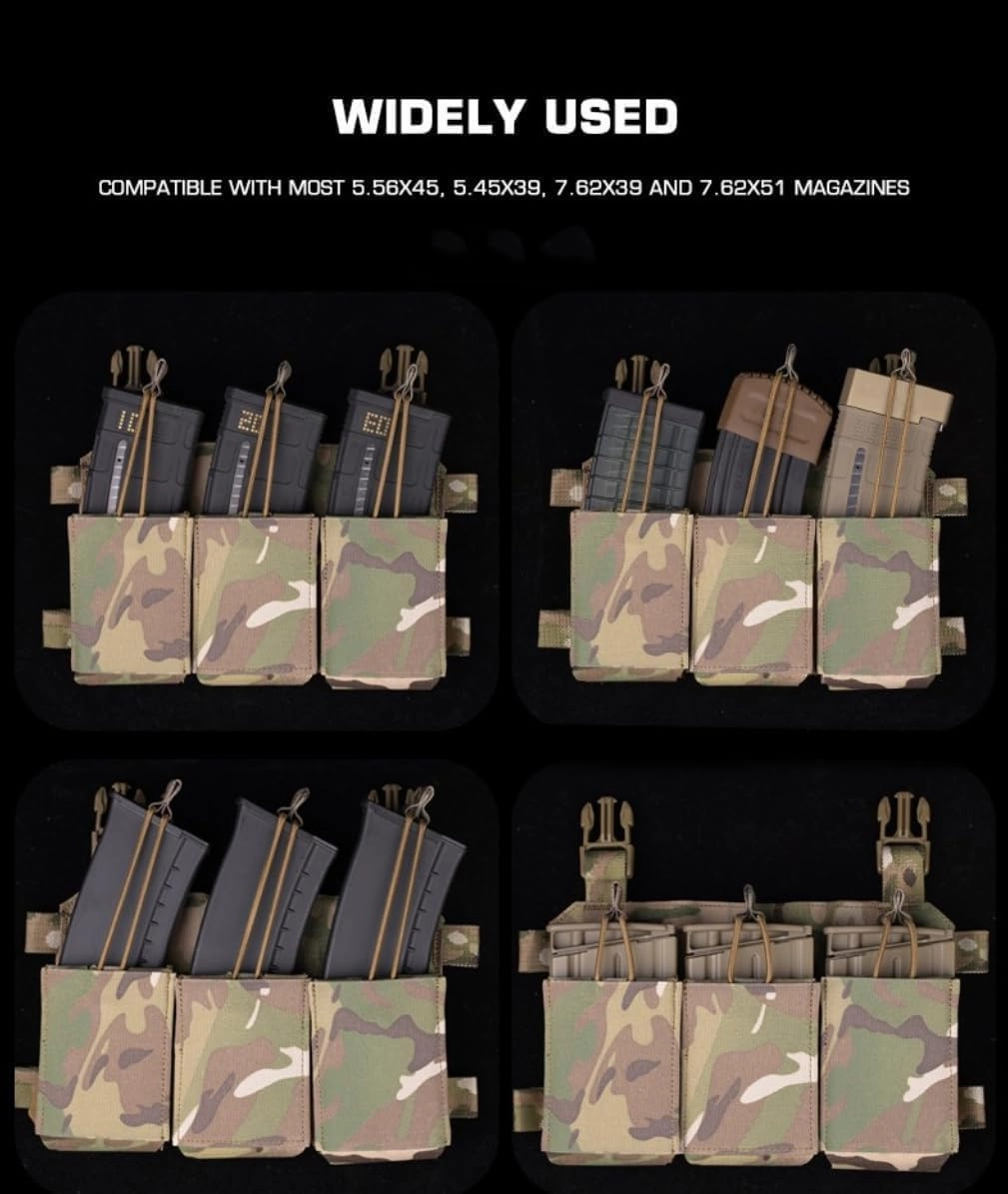 Tactical Plate Carrier Front Flap Pouch 545/762/556 Triple Mag Pouch for Airsoft Hunting Vest Chest Rig Magazine Bag Accessory