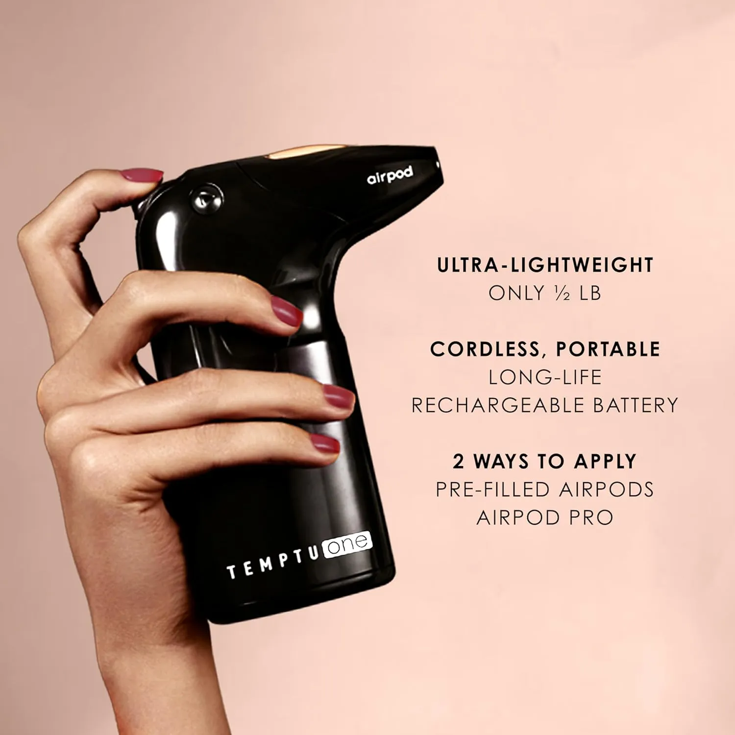 TEMPTU One Airbrush Make-up Kit for Complexion Perfection with Cordless Compressor, Dark & Airpod Pro Cartridge Bundle
