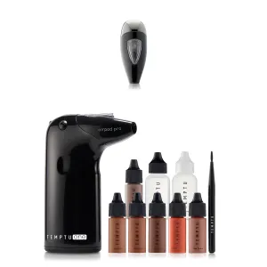 TEMPTU One Airbrush Make-up Kit for Complexion Perfection with Cordless Compressor, Dark & Airpod Pro Cartridge Bundle