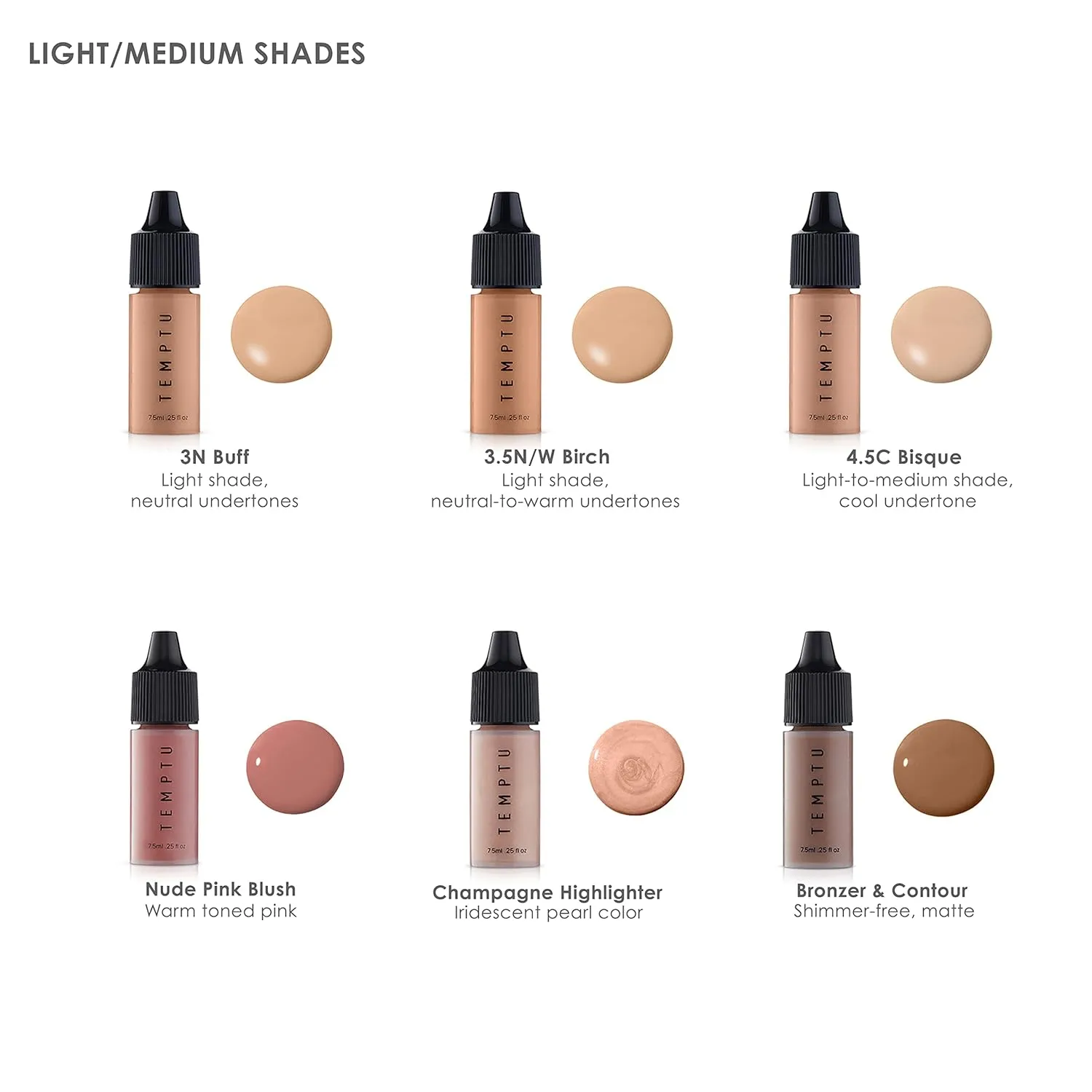 TEMPTU One Airbrush Make-up Kit for Complexion Perfection with Cordless Compressor, Light/Medium & Airpod Pro 3-Pack Cartridge Bundle