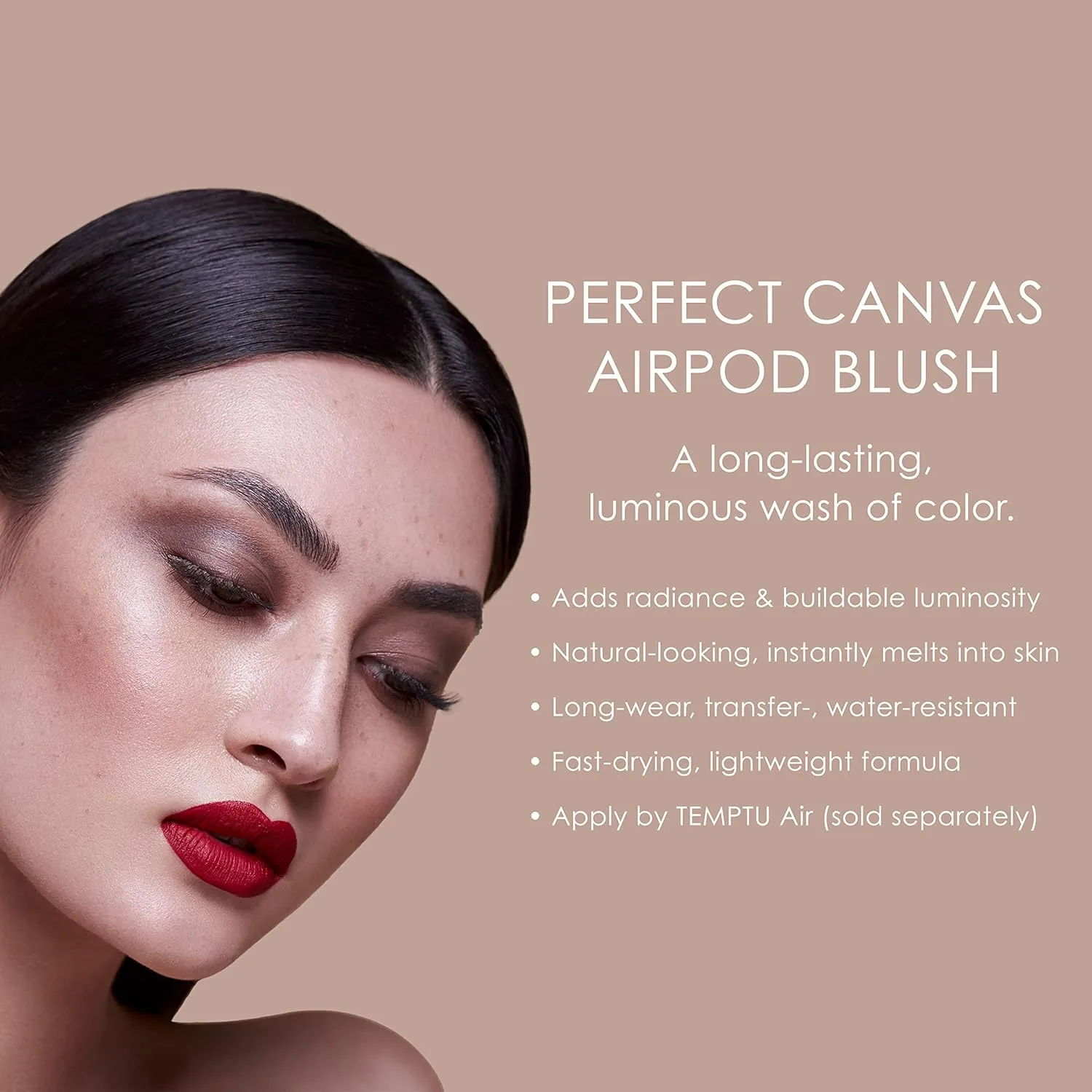 TEMPTU Perfect Canvas Airbrush Blush Airpod Long-Wear Highly Pigmented Makeup with Buildable Luminous Coverage