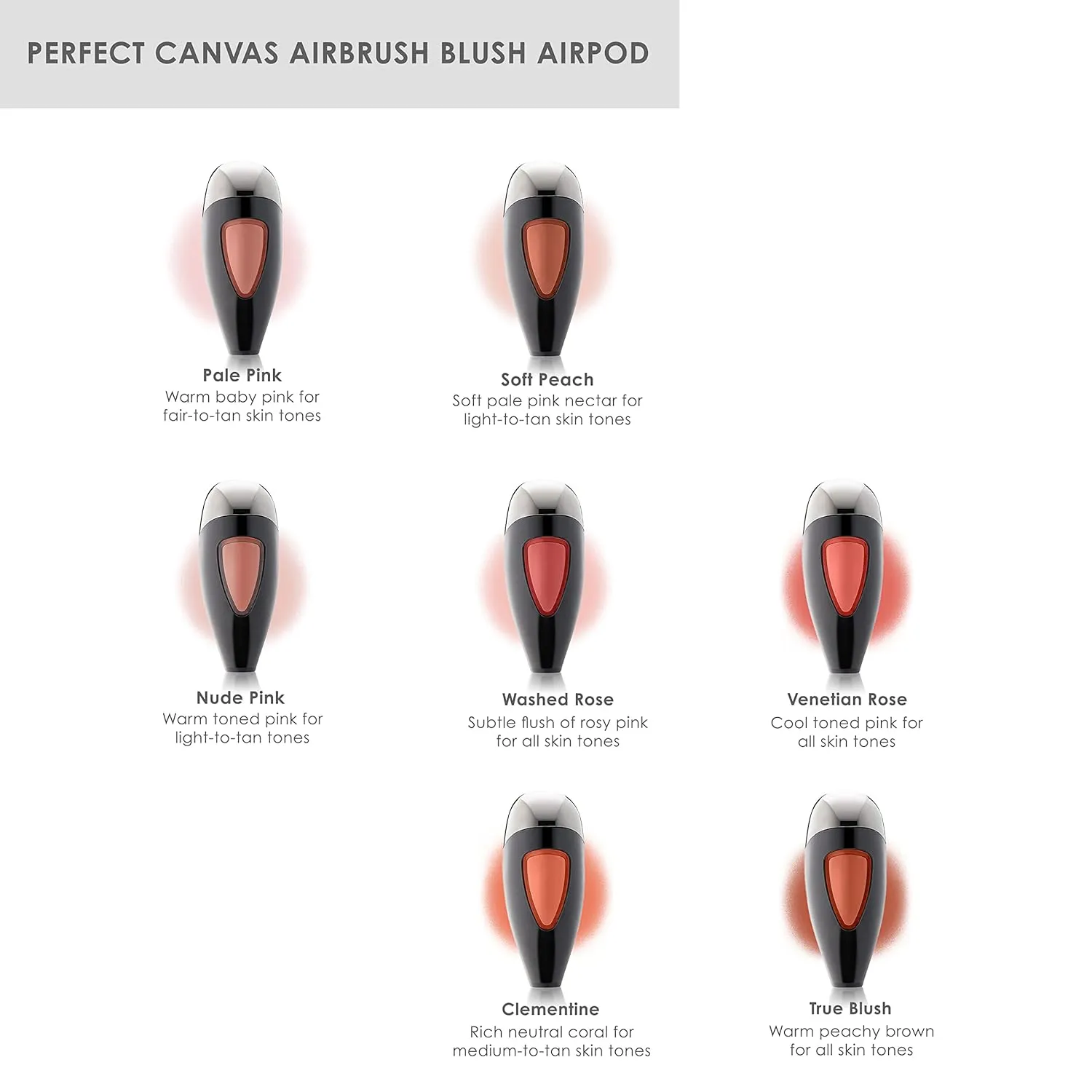 TEMPTU Perfect Canvas Airbrush Blush Airpod Long-Wear Highly Pigmented Makeup with Buildable Luminous Coverage
