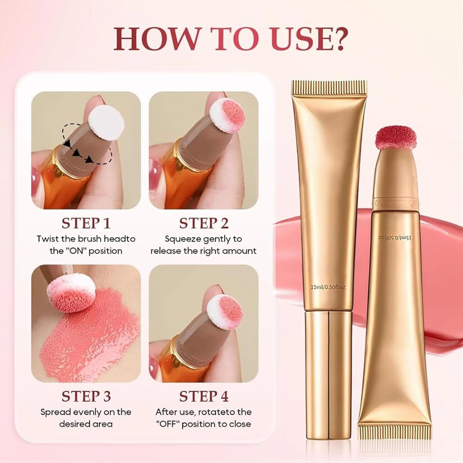 Tenddaily Sculpt Tape & Blush Tape Duo - Blush, Summaryas Contour Wand & Blushs Wand DuoBlush, Liquid Blushs Wands for Women, Cream Contours Stick Makeup with Applicator (Contour Blush01)