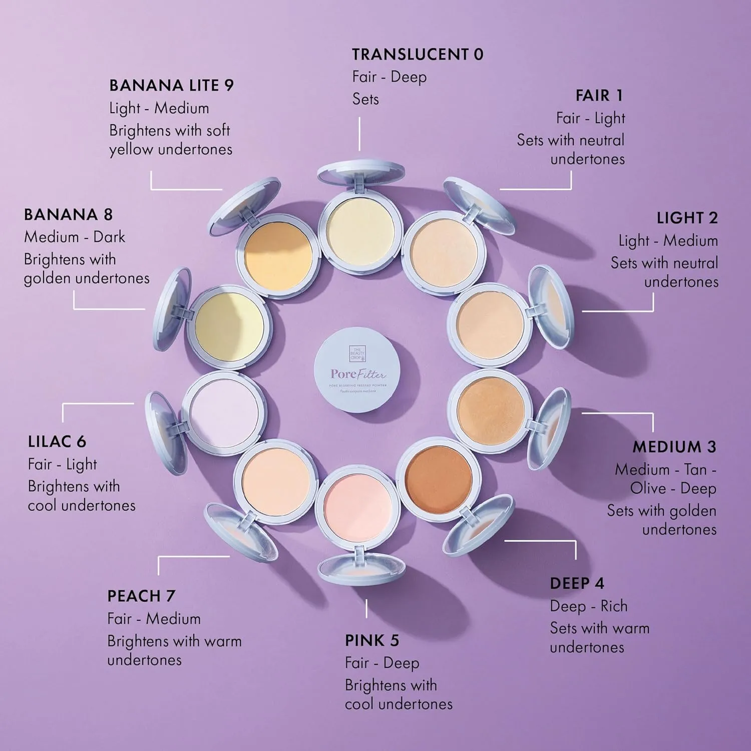 The Beauty Crop PoreFilter Pressed Powder - Blurs Pores & Controls Shine - Transparent Shade - 0.34 oz