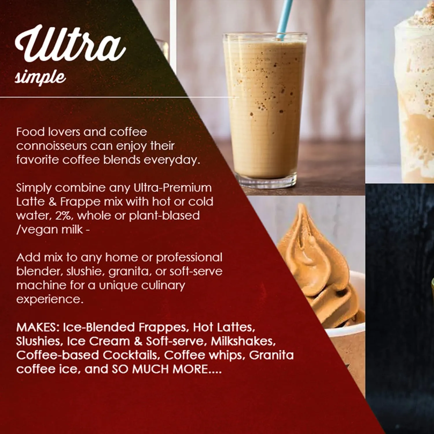 The Frozen Bean - Hazelnut Frappe & Latte Instant Mix with Arabica Coffee, Double Caffiene, Low Sugar - for Hot, Iced, or Frappuccino-Style Blended Drinks - (20) 0.53oz Single Serve Sticks