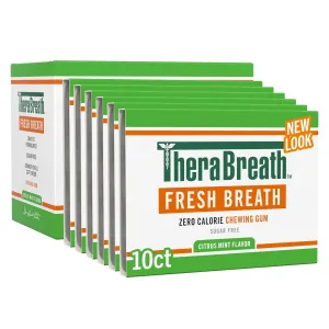 TheraBreath Fresh Breath Chewing Gum with ZINC, Citrus Mint Flavor, 10 Count (Pack of 6)