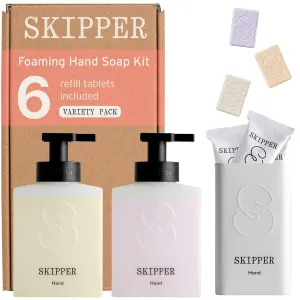 Tirtyl Skipper Hand Wash Duo Kit - 2 Recycled Plastic Foaming Dispensers   6 Tablet Refills (6x 8 fl oz bottles of soap)   1 Storage Tin - Variety Fragrances
