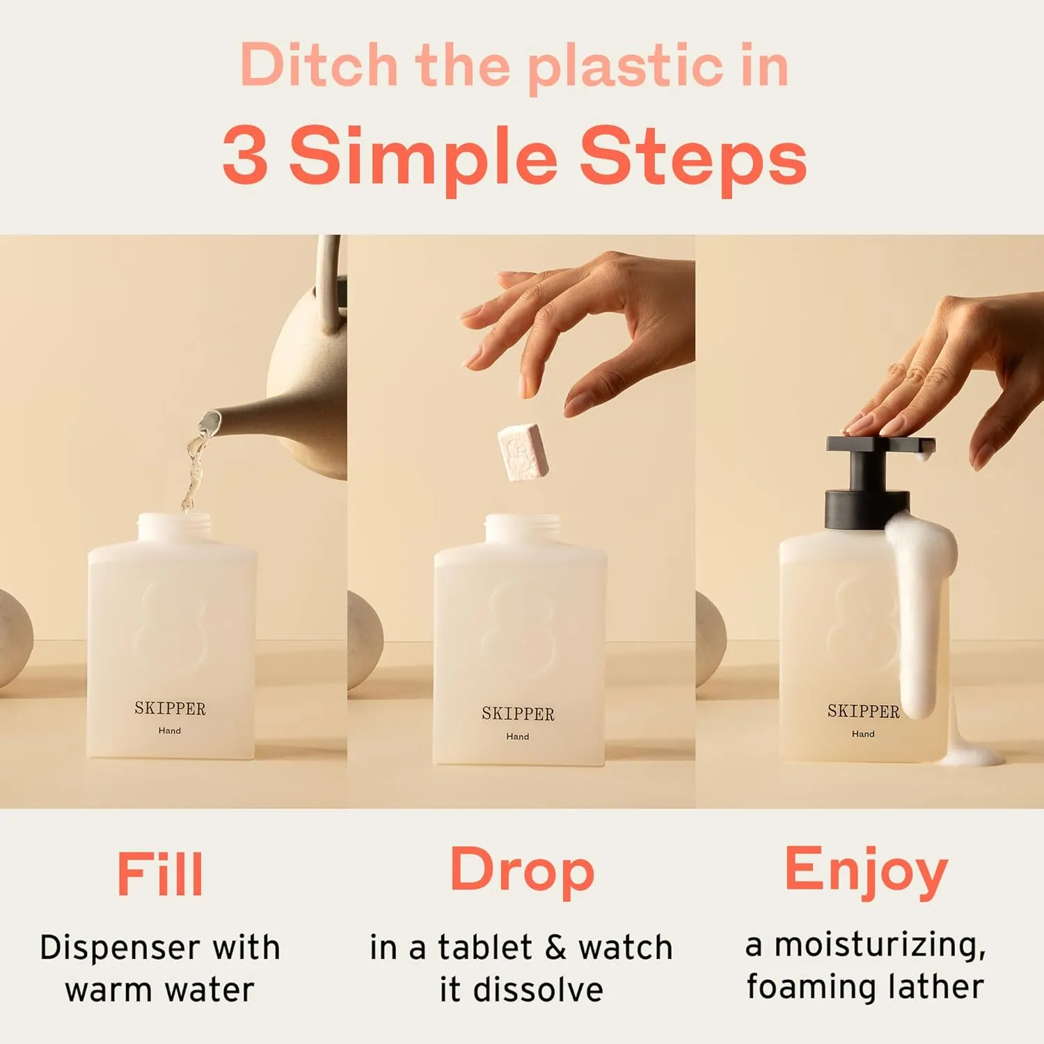 Tirtyl Skipper Hand Wash Duo Kit - 2 Recycled Plastic Foaming Dispensers   6 Tablet Refills (6x 8 fl oz bottles of soap)   1 Storage Tin - Variety Fragrances