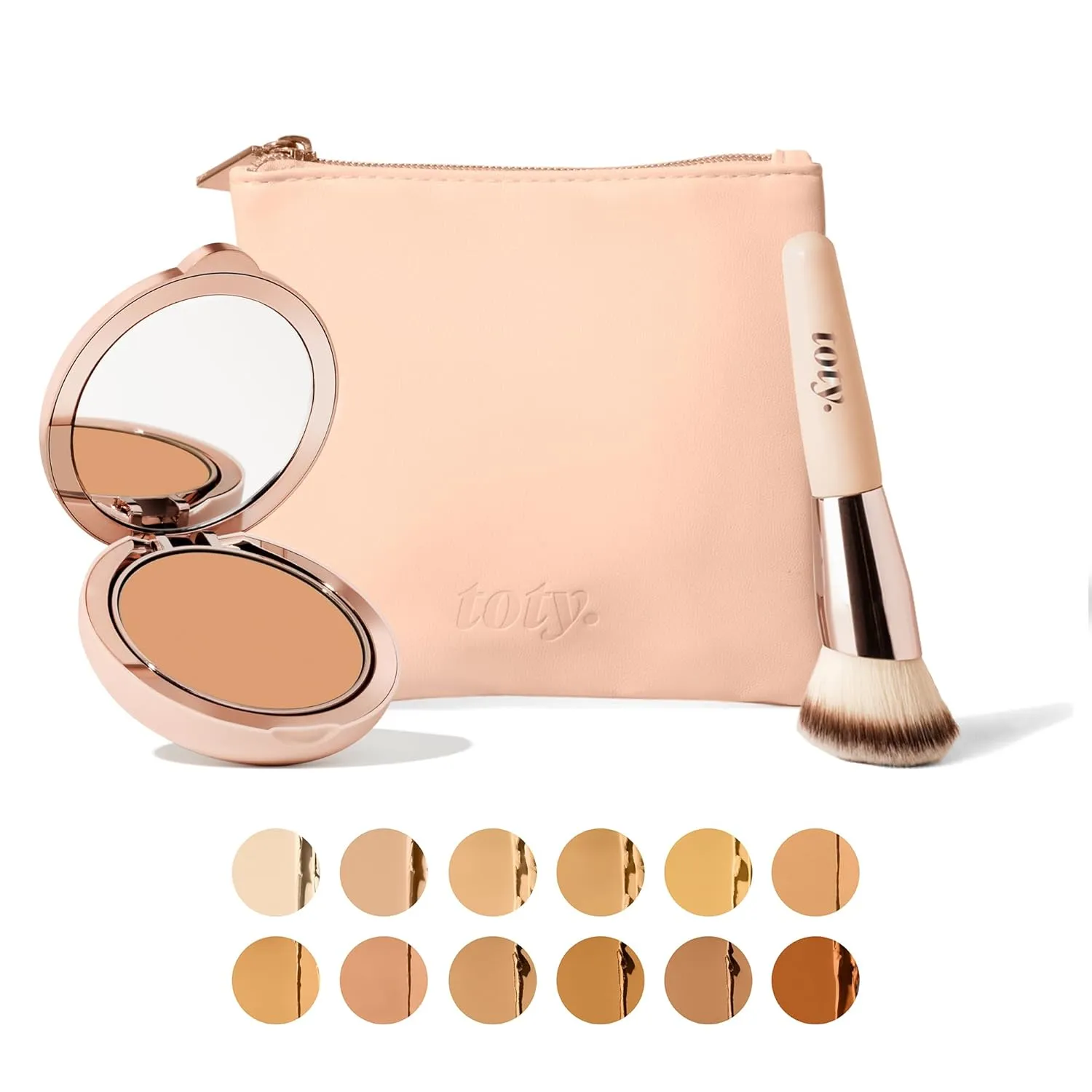 Toty by Sofia Vergara - Ilumina CC Creamy Compact SPF 50  Rosita Bag Vegan Soft Leather Makeup Bag   Ilumina Brush - CC cream foundation with spf 50 - MAKEUP - 2N Bundle
