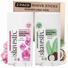 Travel Shaving Cream Sticks For Women, Men Bundle [2 x 2.75 Oz]
