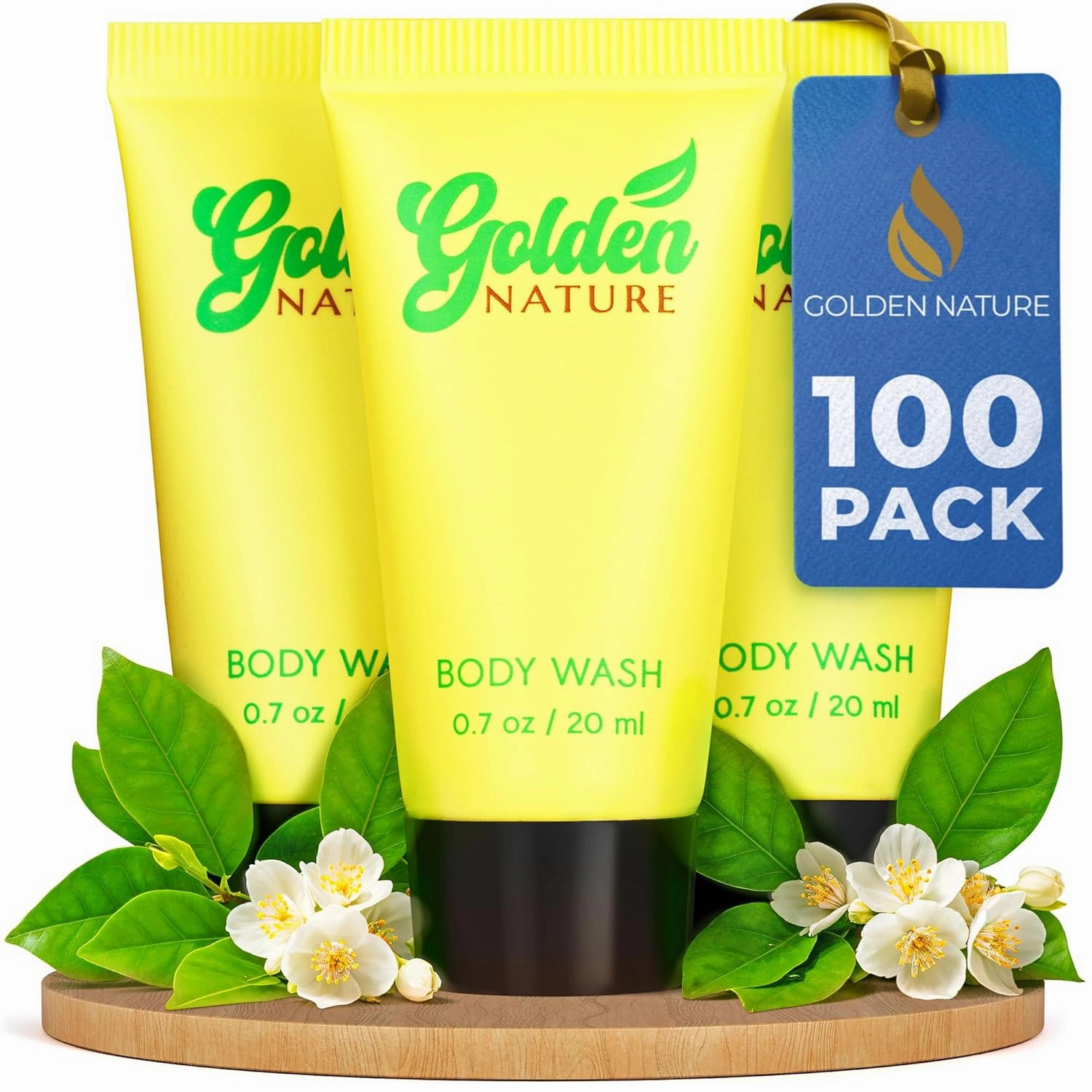 Travel Size Hotel Body Wash - Jasmine, 0.7 fl oz, 100 PK - Delight Your Guests with Soothing & Refreshing Body Wash - Bulk Small Size Toiletries for Airbnb, Motels & Guest Rooms