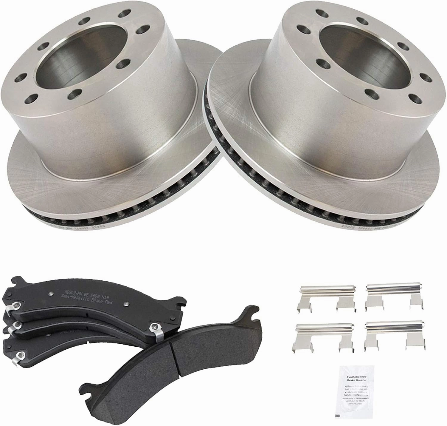 TRQ Rear Metallic Brake Pad & Rotor Kit Set for Chevy GMC 3500 Truck Van