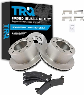 TRQ Rear Metallic Brake Pad & Rotor Kit Set for Chevy GMC 3500 Truck Van