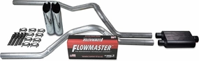 Truck Exhaust Kits - Shop Line Dual Exhaust System 2.5 inch Aluminized Pipe Flowmaster 40 Series Chrome Tips