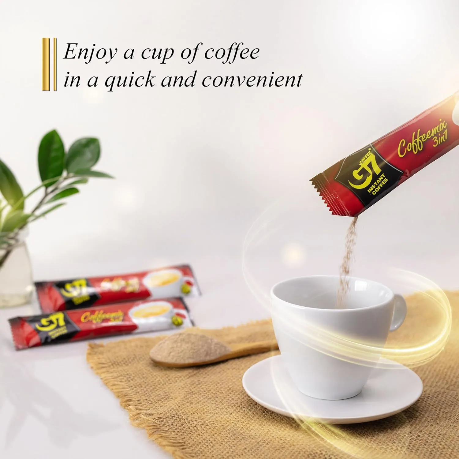Trung Nguyen G7 Instant Coffee - 3-in-1 with NANO  Technology, Roasted Ground Blend, Non-dairy Creamer & Sugar (100 Sticks)