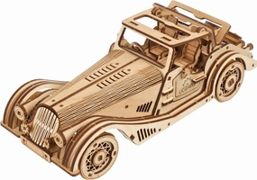 UGEARS Sports Car Rapid Mouse - 3D Car Model Puzzle with Powerful Dual Engine System - 3D Wooden Puzzles for Adults - Challenging Roadster Model Car Kits to Build - DIY 3D Puzzle Model Kits
