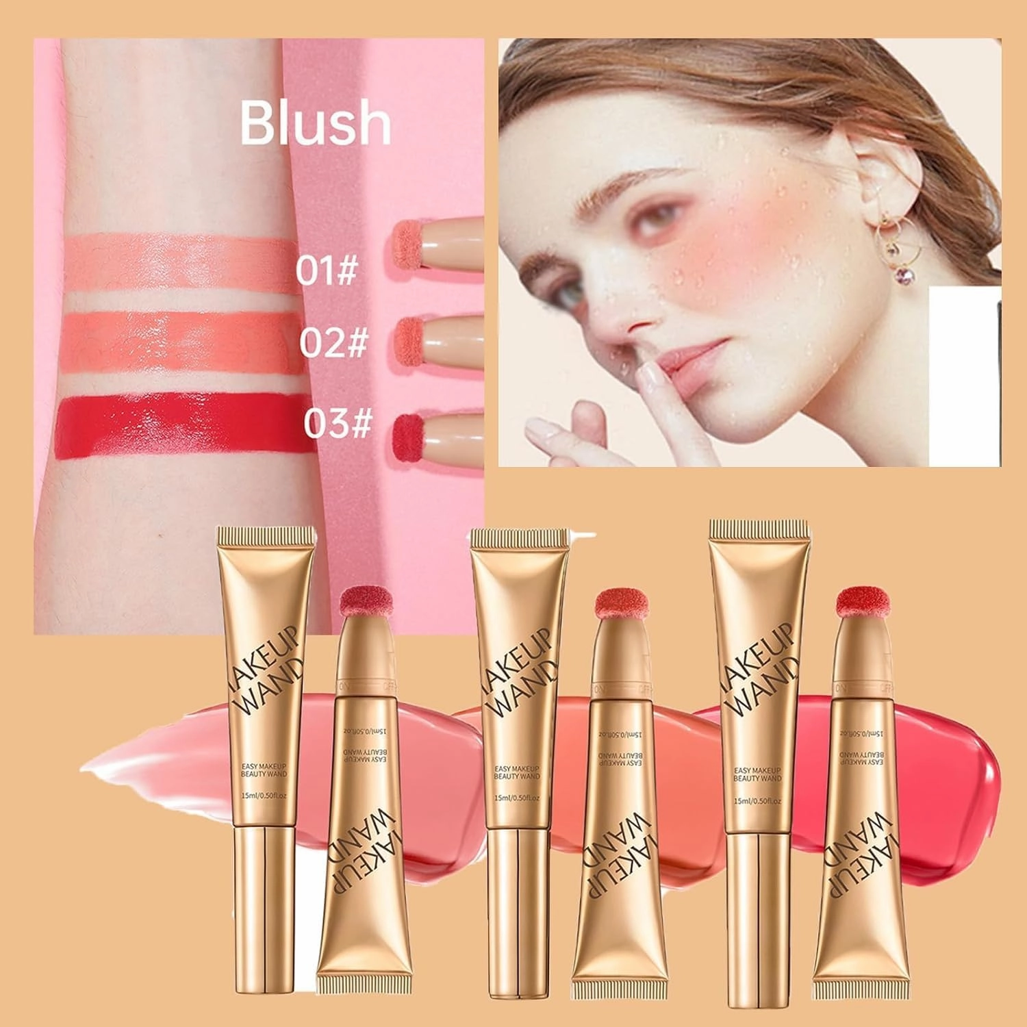 Unanimous Agree Blush, Summaryas Contour Wand & Blush Wand Duo, 2 In 1 Liquid Contours Duo For Women With Applicator (03blush 02contour)