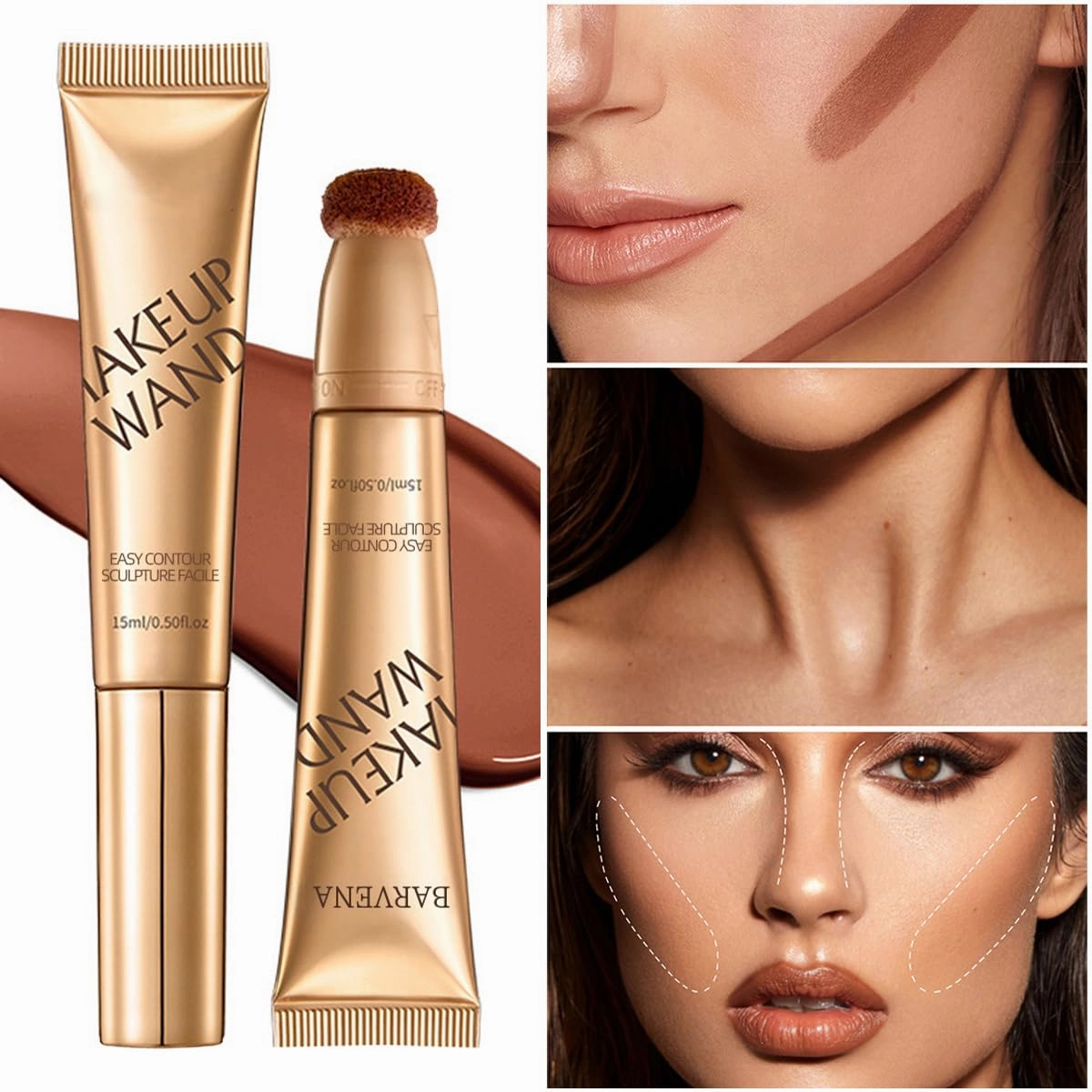 Unanimous Agree Blush, Summaryas Contour Wand & Blush Wand Duo, 2 In 1 Liquid Contours Duo For Women With Applicator (03blush 02contour)