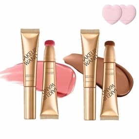 Unanimous Agree Blush, Unanimous Agree Summaryas Contour Wand & Blushes Wand Duo, 2 In 1 Liquid Contours Duo for Women with Applicator (Blush#01 Contouring#01, 15ml/pc)