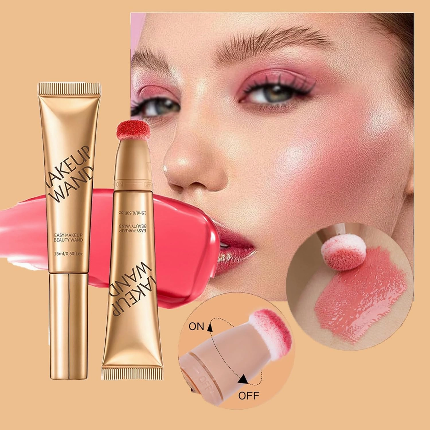 Unanimous Agree Blush, Unanimous Agree Summaryas Contour Wand & Blushes Wand Duo, 2 In 1 Liquid Contours Duo for Women with Applicator (Blush#01 Contouring#01, 15ml/pc)