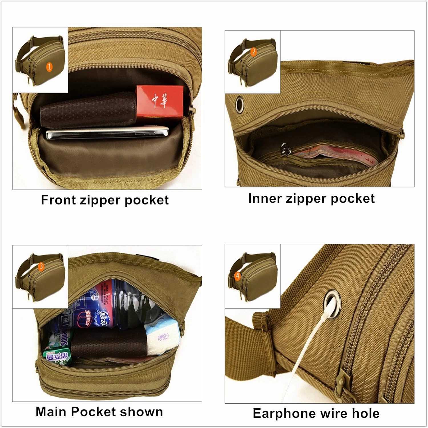 UNISTRENGH Fanny Pack Tactical Military Waist Pack Bag Waterproof Hip Belt Pouch for Outdoor Hunting Camping Trekking Climbing Bumbag