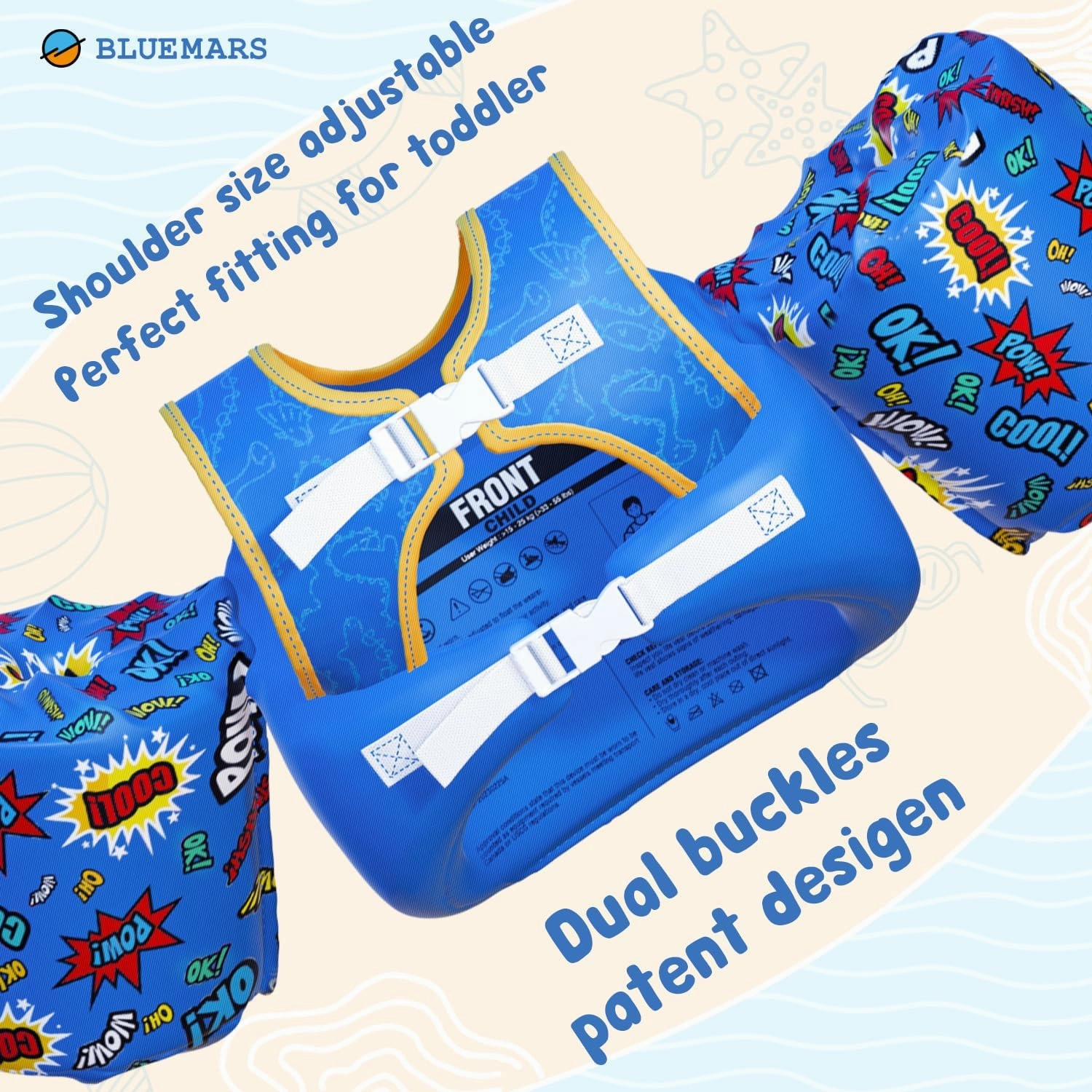 USCG Toddler Life Jacket Swim Vest for Age 1/2/3/4/5/6 Years Old, Coast Guard Approved Toddler Floaties for Pool Swimming,Boating, Kids Arm Water Wings for Children 30-50 lbs