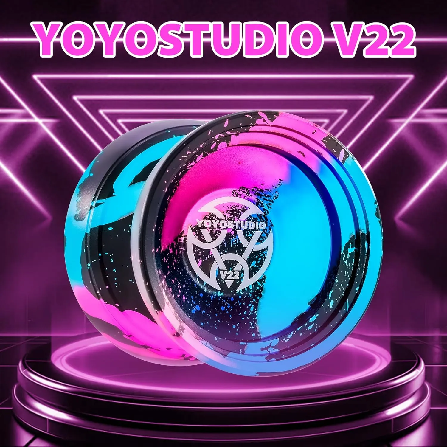 V22 Yoyo for Kids, Responsive Yoyo Professional with Unrsponsive Yoyos Accessory Kit, Professional Trick Yo Yo for Adults with 10 Yo-Yo Strings, Case & Glove - Black Blue Pink