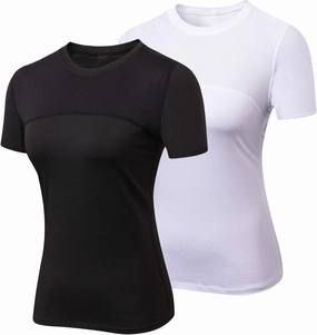 VEQKING Women's Compression T-Shirt 2-Pack– Moisture‑Wicking, Quick‑Dry Activewear for Gym, Yoga & Running