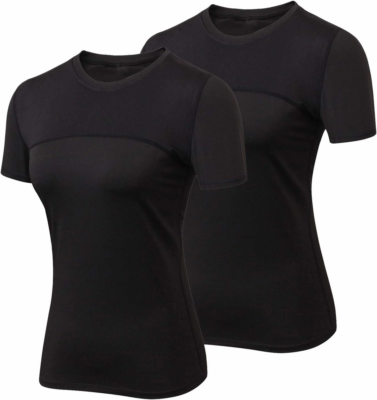 VEQKING Women's Compression T-Shirt 2-Pack– Moisture‑Wicking, Quick‑Dry Activewear for Gym, Yoga & Running