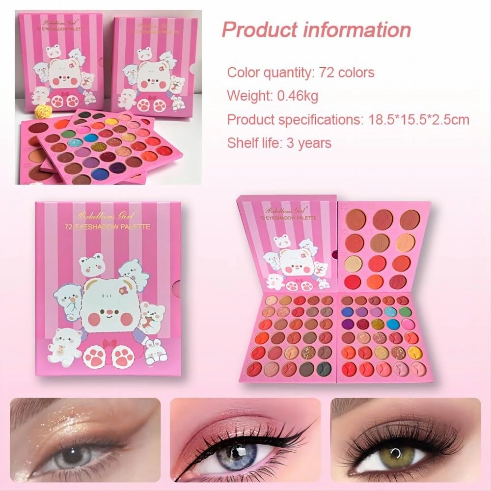VERONNI 72 Colours Triple Layers Large Eye Shadow Golden Onion Matte Eyeshadow Blush Eyeshadow Palette All-in-One Palette Set, Micro Shimmer Stage Makeup Makeup Palette Set