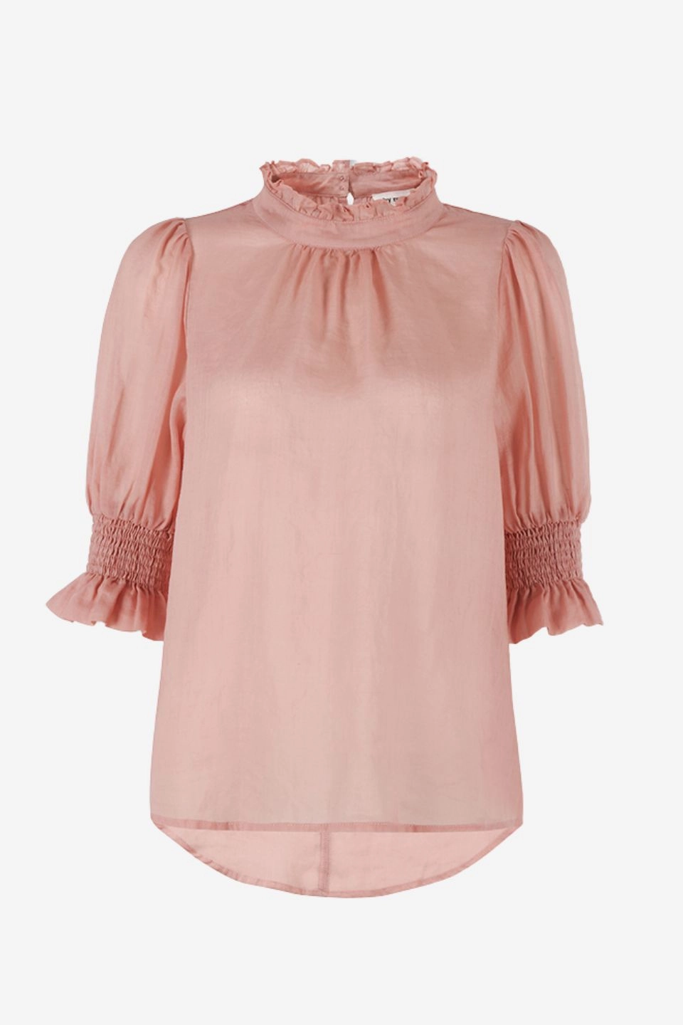 Verse Blush Pink Sheer High Neck Short Sleeve Top