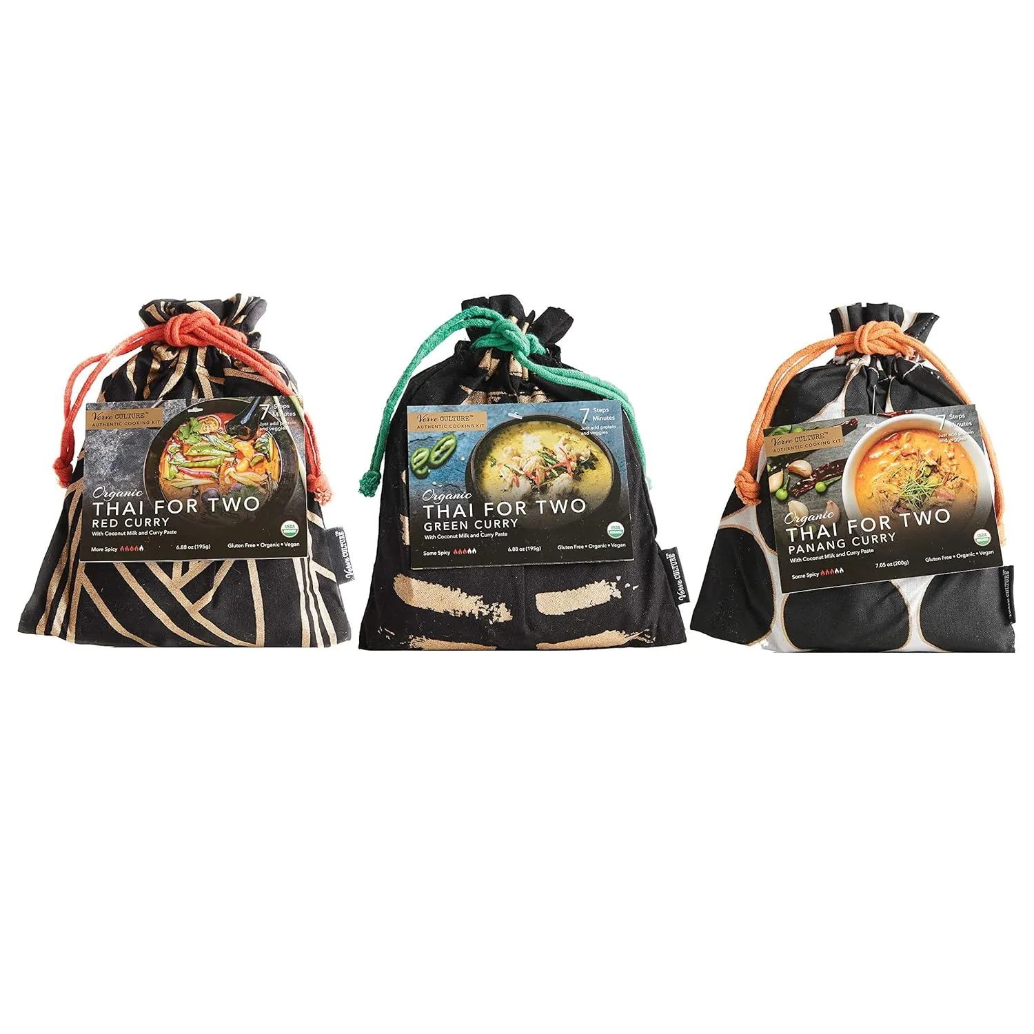 Verve Culture Thai for Two - Organic Thai Curry Cooking Sampler Kit | USDA Organic, Vegan, Gluten-Free | Made in Thailand