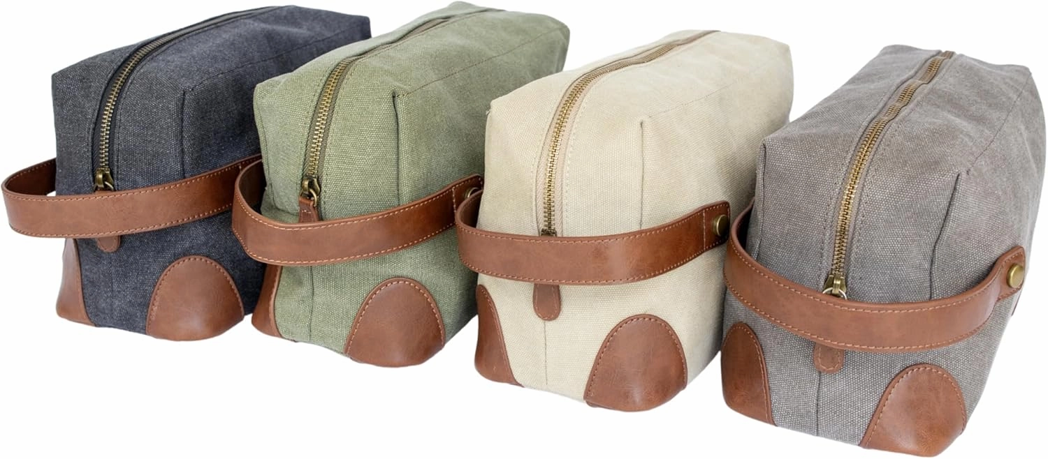 Vetelli Vintage Canvas Toiletry Bags, Travel In Style, Waterproof Canvas Dopp Kits, Durable (Marco) (Beige)