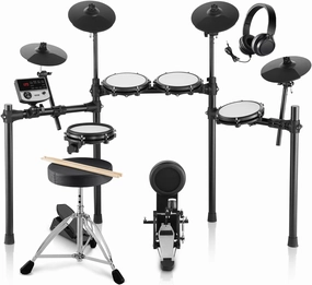 VEVOR Electric Drum Set, 32 Drum Kits & 480 Sounds Electronic Drum Kit, USB MIDI Supported 8'' Quiet Mesh Snare Electric Drum Set with 10'' Cymbals Drum Sticks & Headphone, for Beginners & Adults