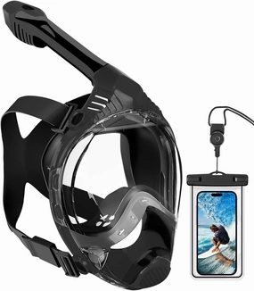 VGKE Full Face Snorkel Mask for Adults, 180 Degree HD Panoramic View Snorkeling Gear with Waterproof Phone Pouch, Anti-Leak & Anti-Fog, Breathe Freely Suitable for Men/Women