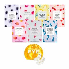 Vitamasques Juicy Face Sheet Mask Pack & Vegan Collagen Eye Pads Bundle