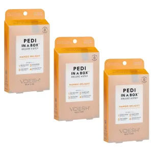 VOESH Pedi in a Box 4 Step Mango Delight - 3 Pack, Pedicure Set, at-Home Pedicure, DIY Pedi, Foot Treatment, Pedicure Supplies, Foot Spa, Foot Care